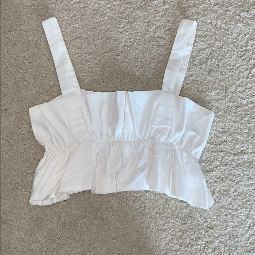 White Scrunched Crop Top Tank
